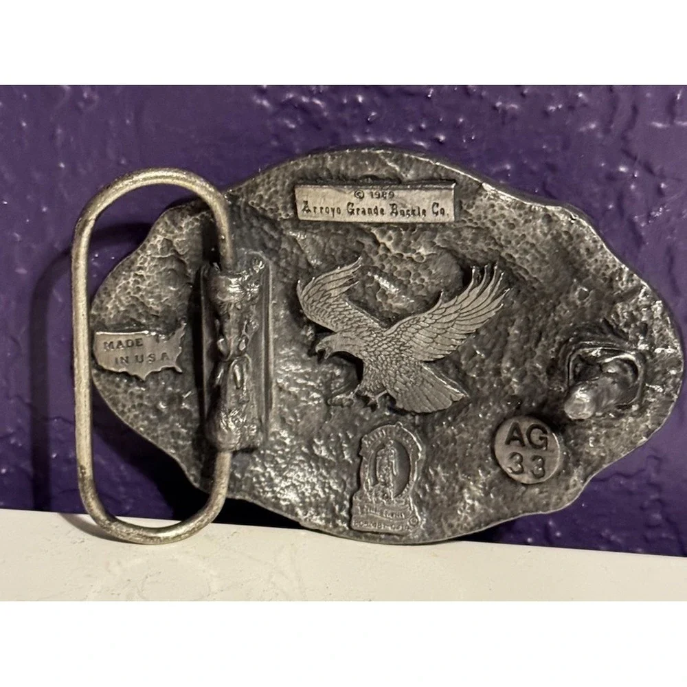 Vintage Bald Eagle Pewter Arroyo Grande Belt Buckle Navajo Aztec Zuni USA Made